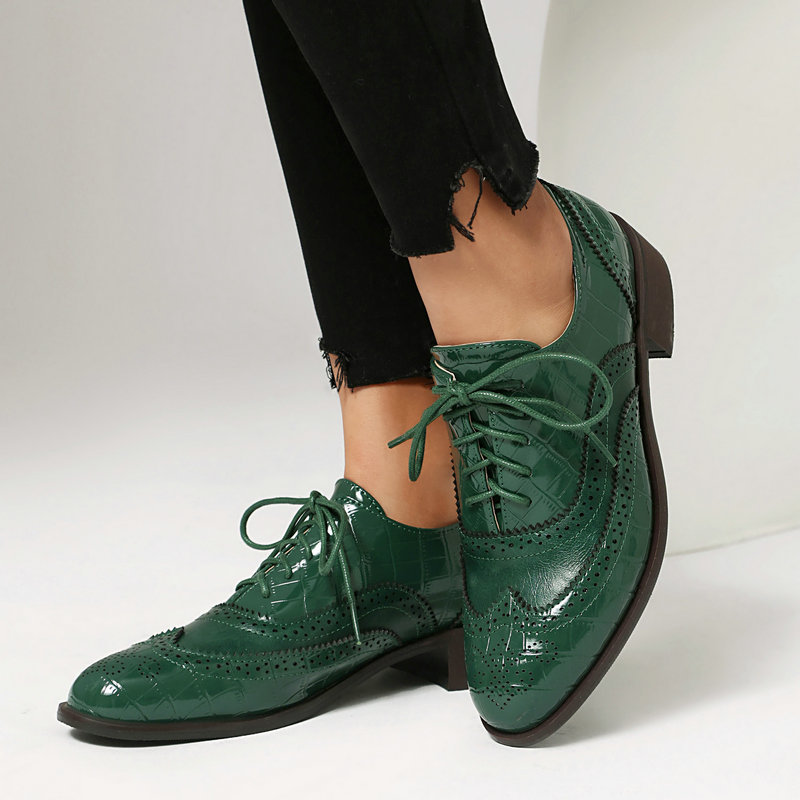 Oxford Shoes Brogue - Женские туфли-оксфорды с принтом под камень,