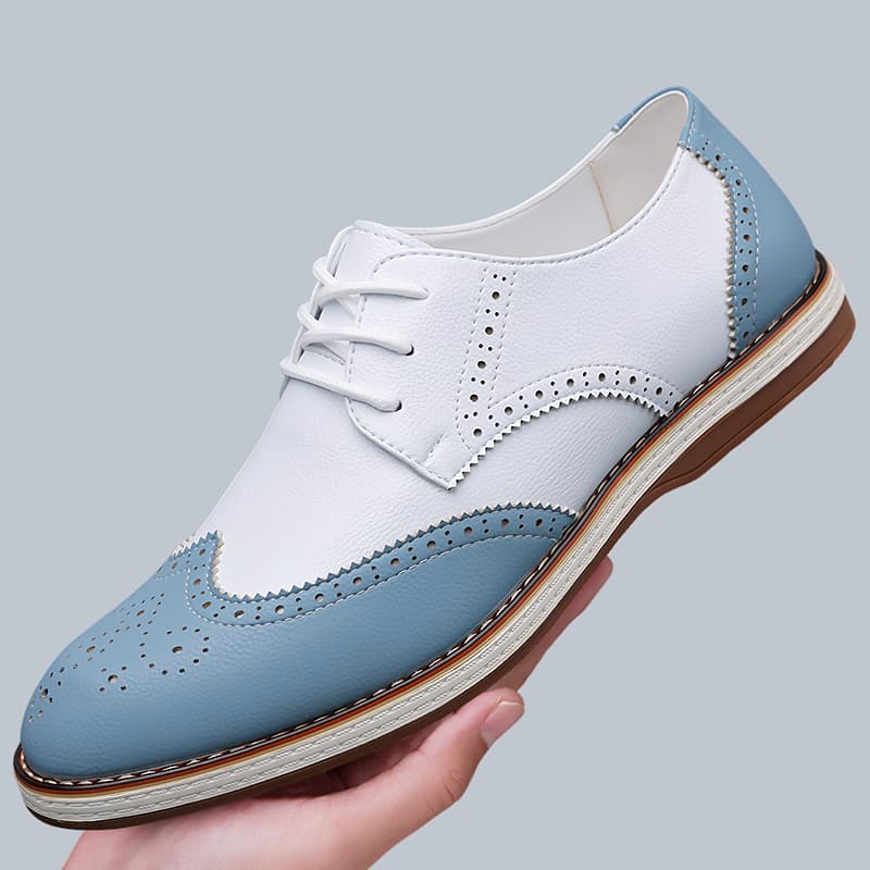 Oxford Shoes Brogue - Мужские белые и синие двухцветные туфли-оксфорды