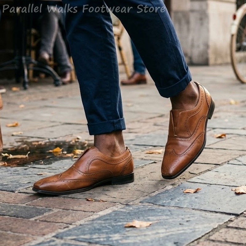Мужские коричневые кожаные туф – обзор и цена Oxford Shoes Brogue
